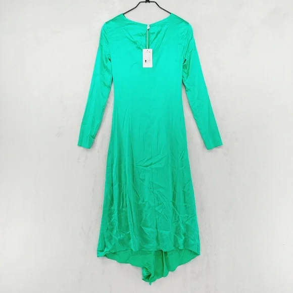 NEW Patrizia Pepe Emerald Green Long Sleeve Draped Asymmetric Midi Dress  P2712 - www.disolcolor.com